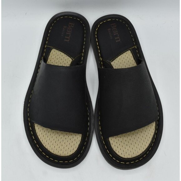 Born Mens Size 8 Leeward Black Full Grain Leather Slip On Slide‎ Sandals Shoes main image 9
